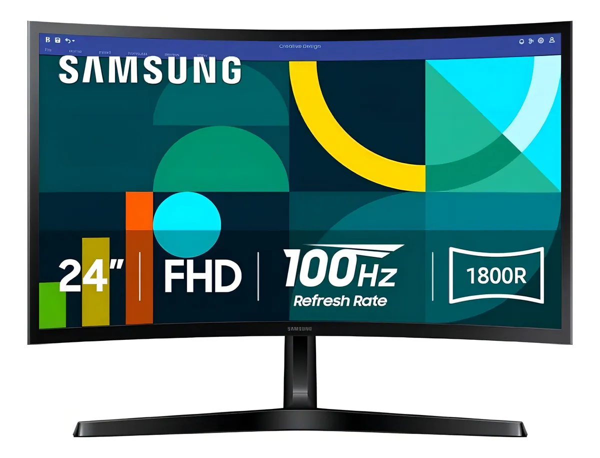 Monitor Samsung LS24D366GALX 24” curvo Full HD 100 Hz: opción cómoda para oficina, estudio y gaming casual